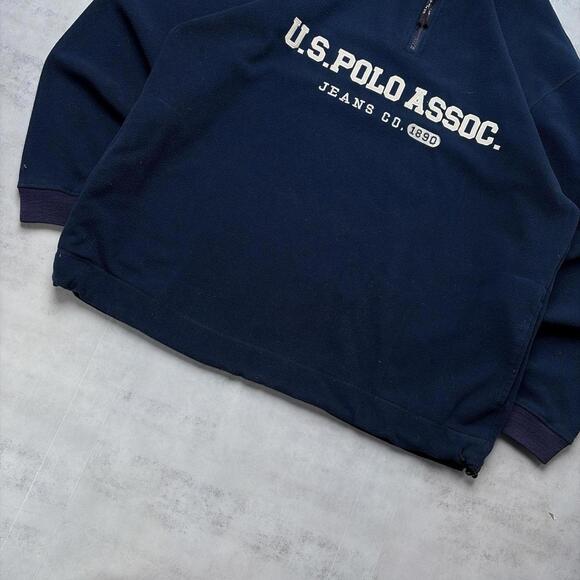 Vintage Navy U.S. Polo Assn Jeans Fleece Quarter Zip Sweater - Picture 4 of 8